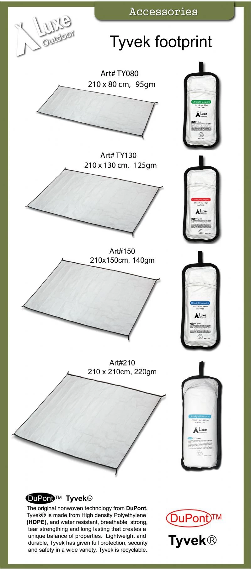 Luxe Outdoor Tyvek Ultralight Footprint 210 X 210 Cm 4 Luxe Outdoor Tyvek Ultralight Footprint 210 X 210 Cm â Image 2